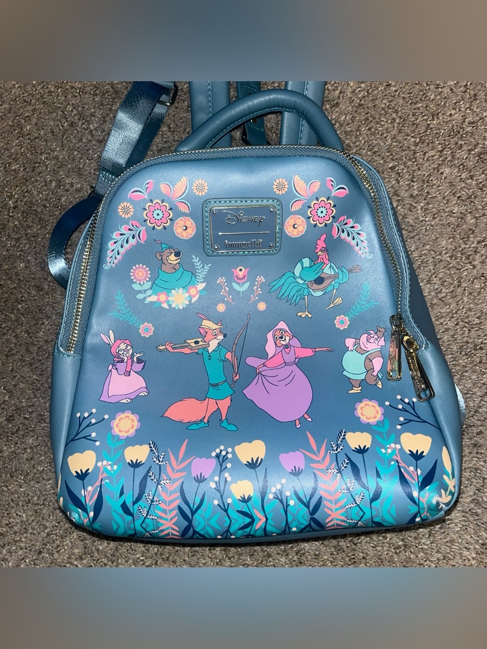 Loungefly Disney Robin Hood Floral Folk Mini Backpack Box Lunch Exclusive NWOT